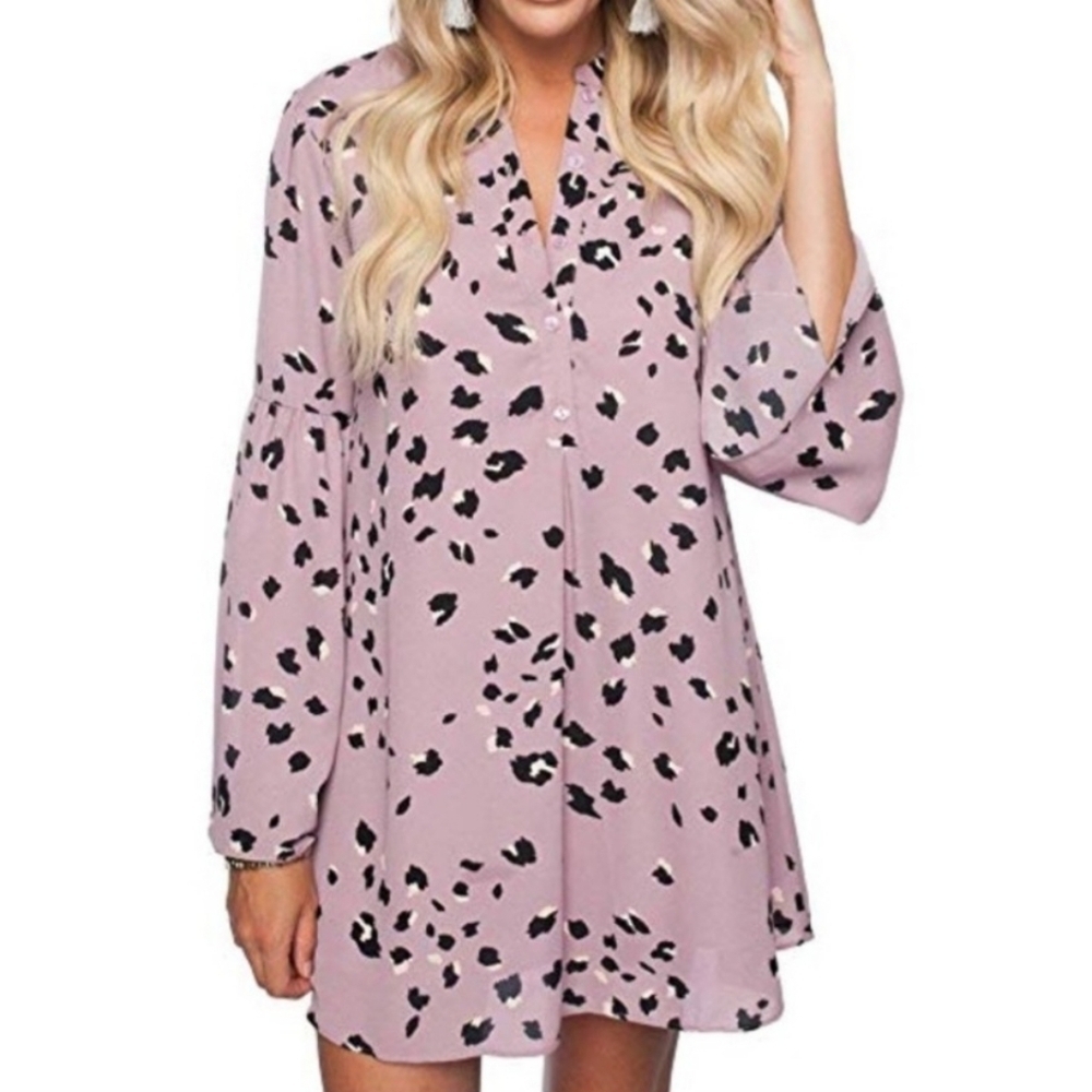 Buddy Love Lavender Mini Dress with Black & White Leopard Pattern size Small